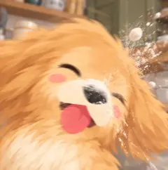 學習小狗 Snow 自拍時打了個噴嚏，麵粉飛了一臉